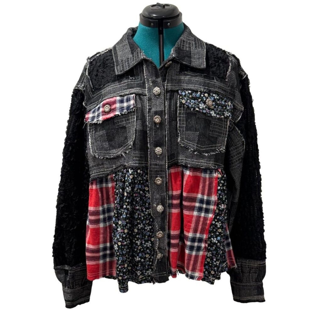 Pol Crochet Patchwork Boho Jacket - Size Medium, … - image 4